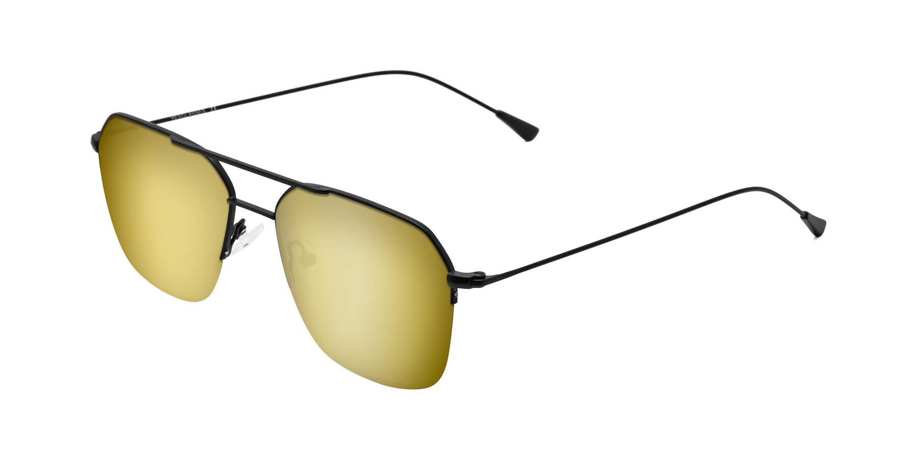 Angle of Largo in Matte Black with Gold Mirrored Lenses