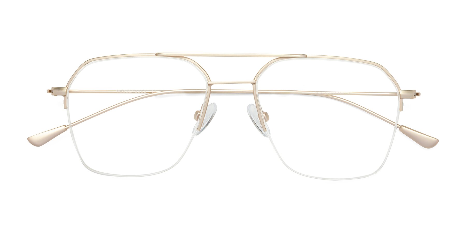 Folded Front of Largo in Jet Gold with Clear Eyeglass Lenses