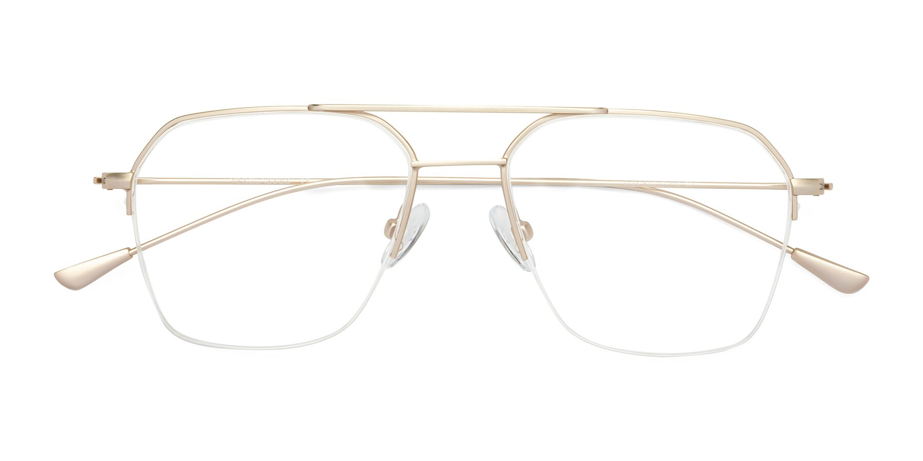 Jet Gold Grandpa Geometric Semi-Rimless Eyeglasses - Largo