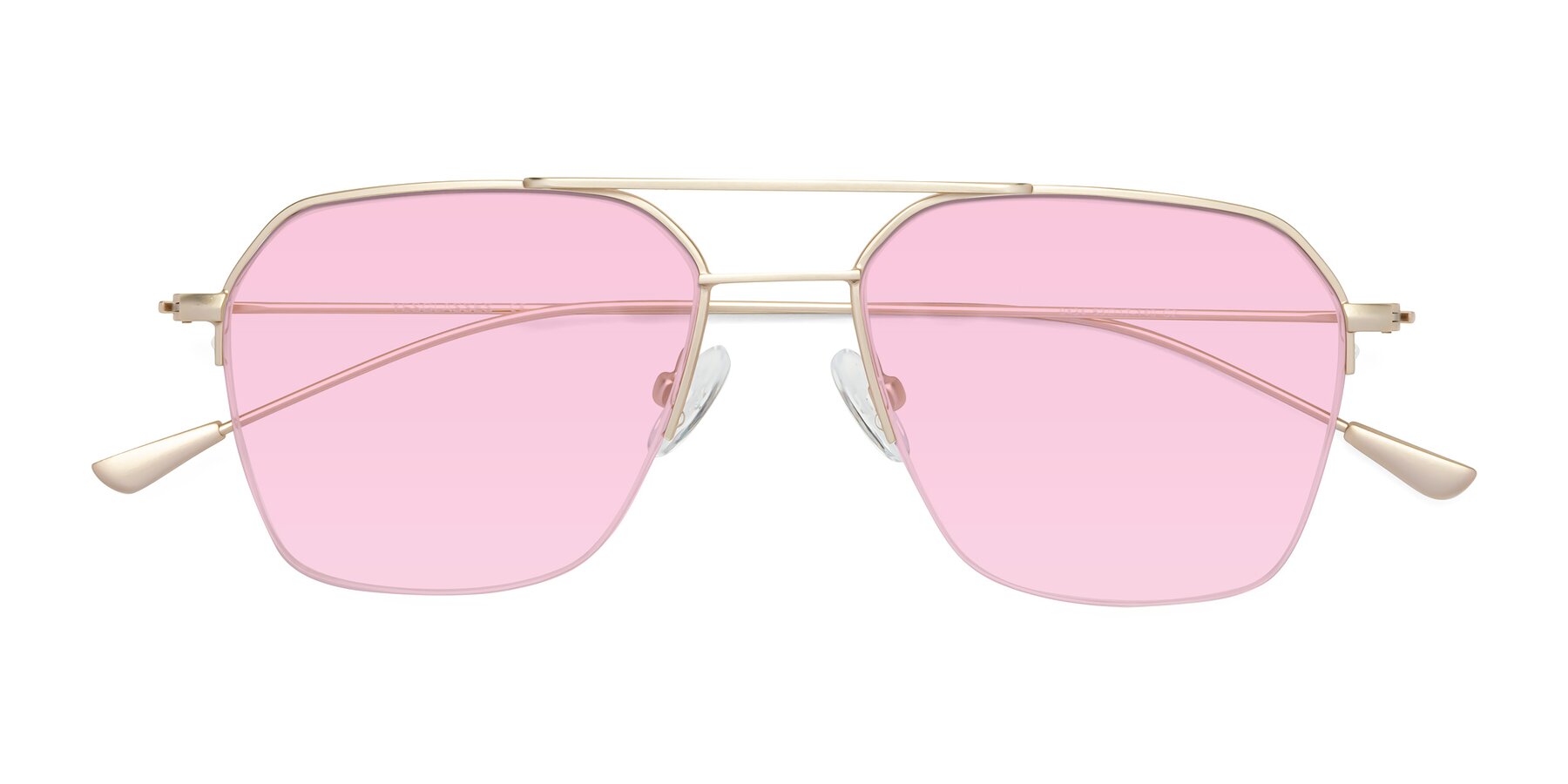Folded Front of Largo in Jet Gold with Light Pink Tinted Lenses