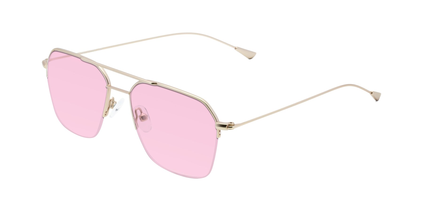 Angle of Largo in Jet Gold with Light Pink Tinted Lenses
