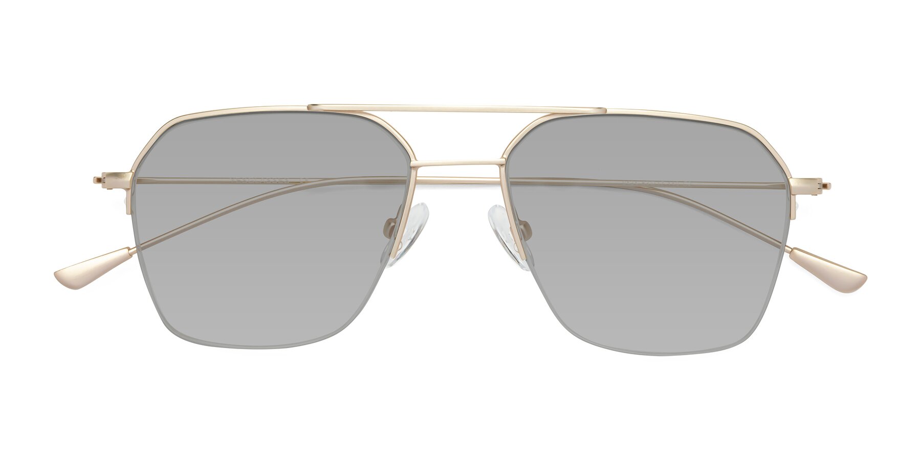 Folded Front of Largo in Jet Gold with Light Gray Tinted Lenses