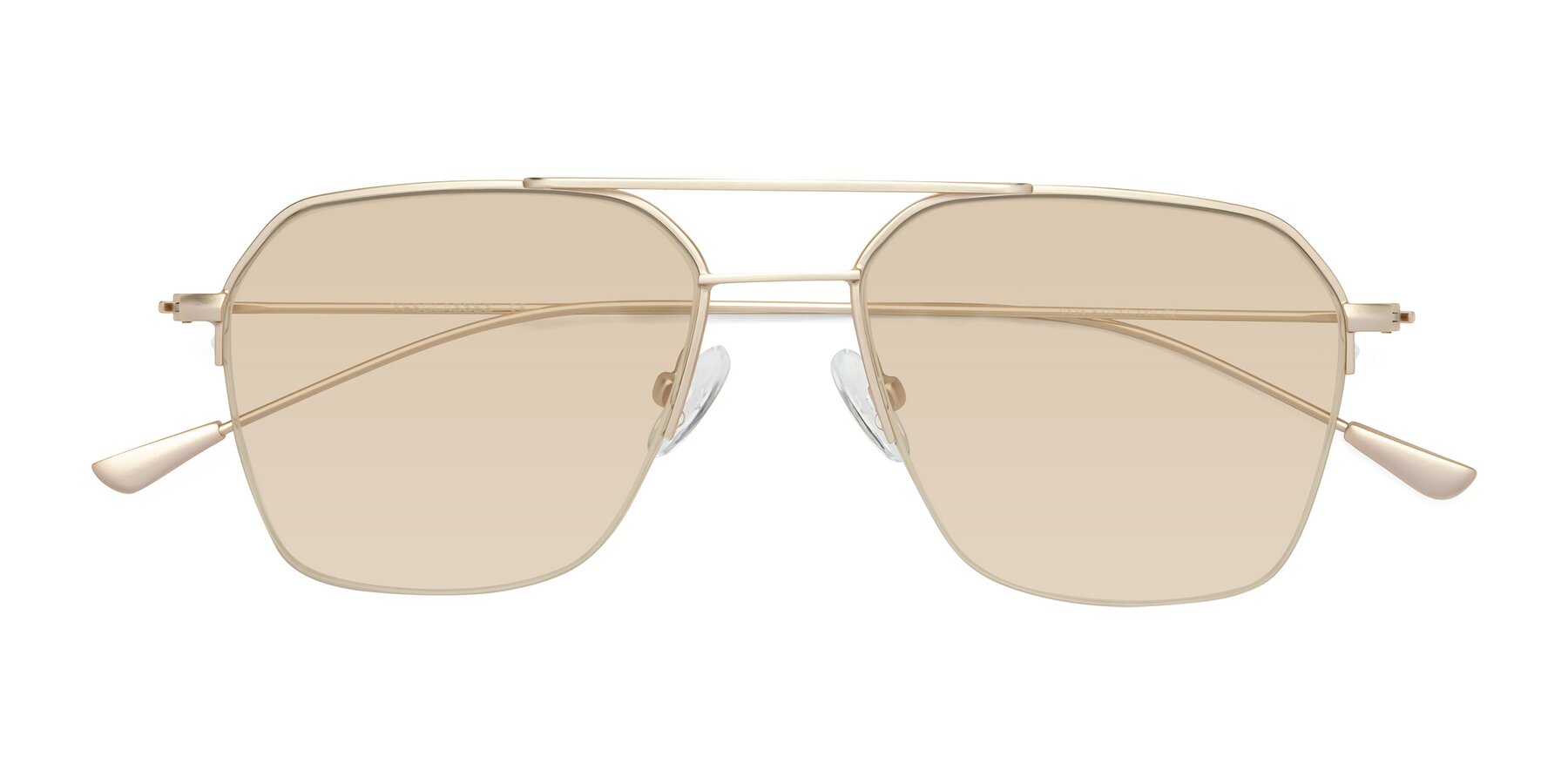 Folded Front of Largo in Jet Gold with Light Brown Tinted Lenses