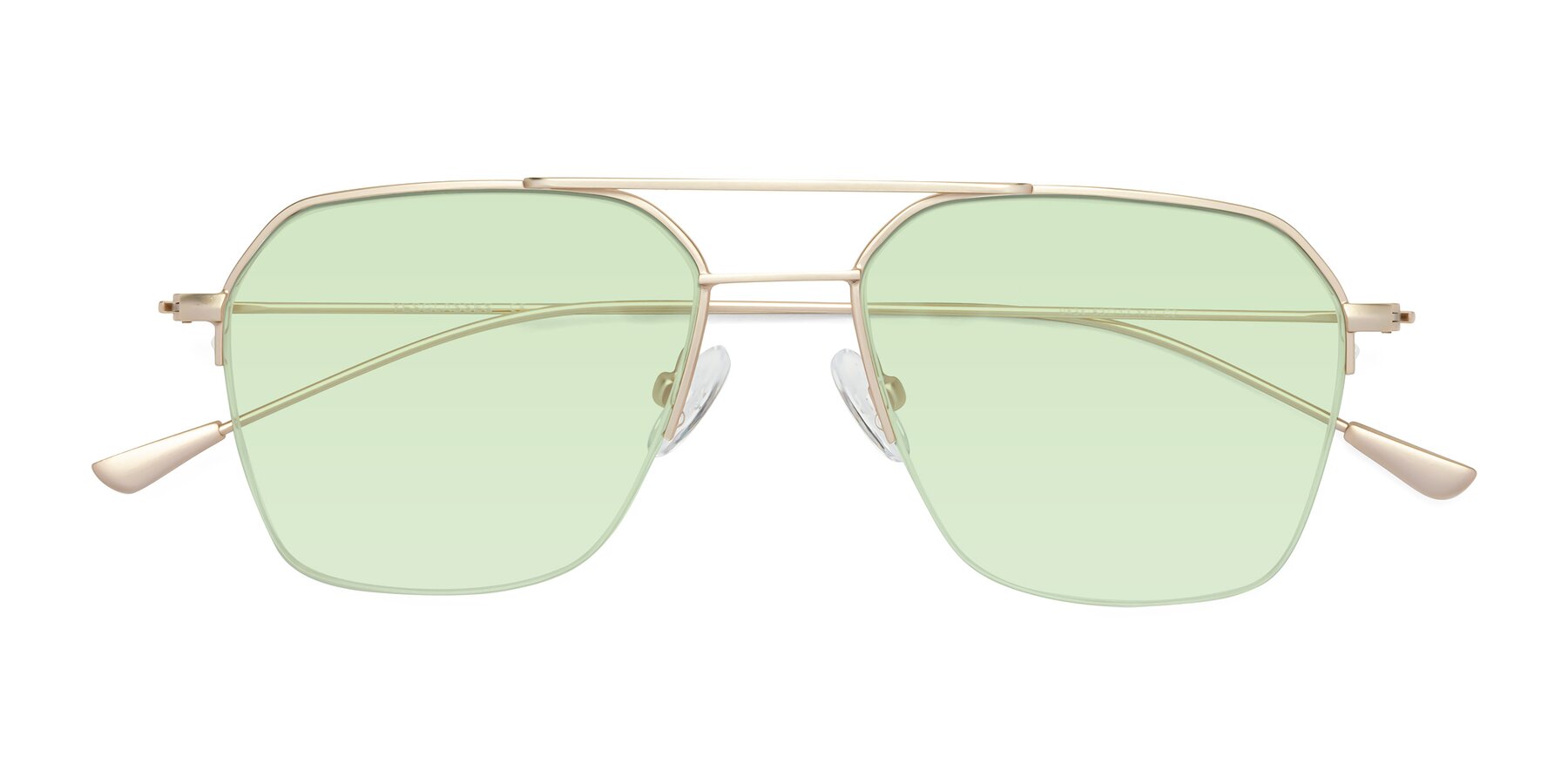 Folded Front of Largo in Jet Gold with Light Green Tinted Lenses