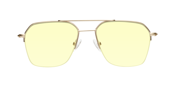 Jet Gold Grandpa Geometric Semi Rimless Tinted Sunglasses With Light Yellow Sunwear Lenses Largo 0772