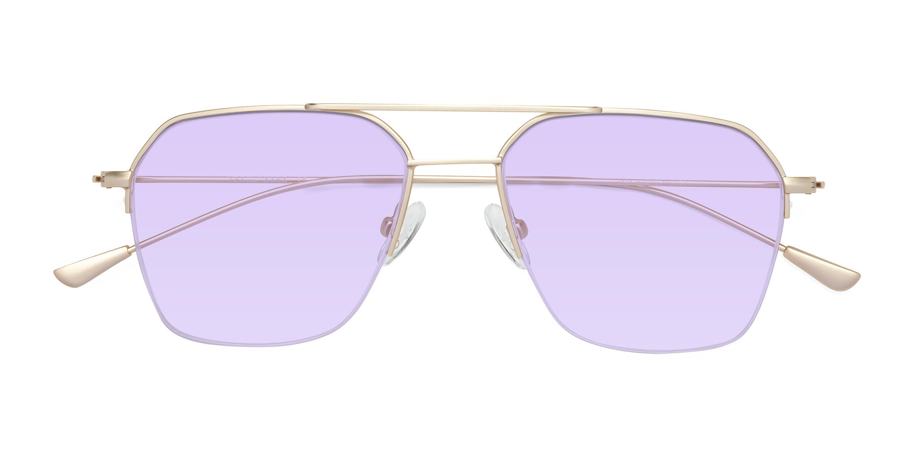 Folded Front of Largo in Jet Gold with Light Purple Tinted Lenses