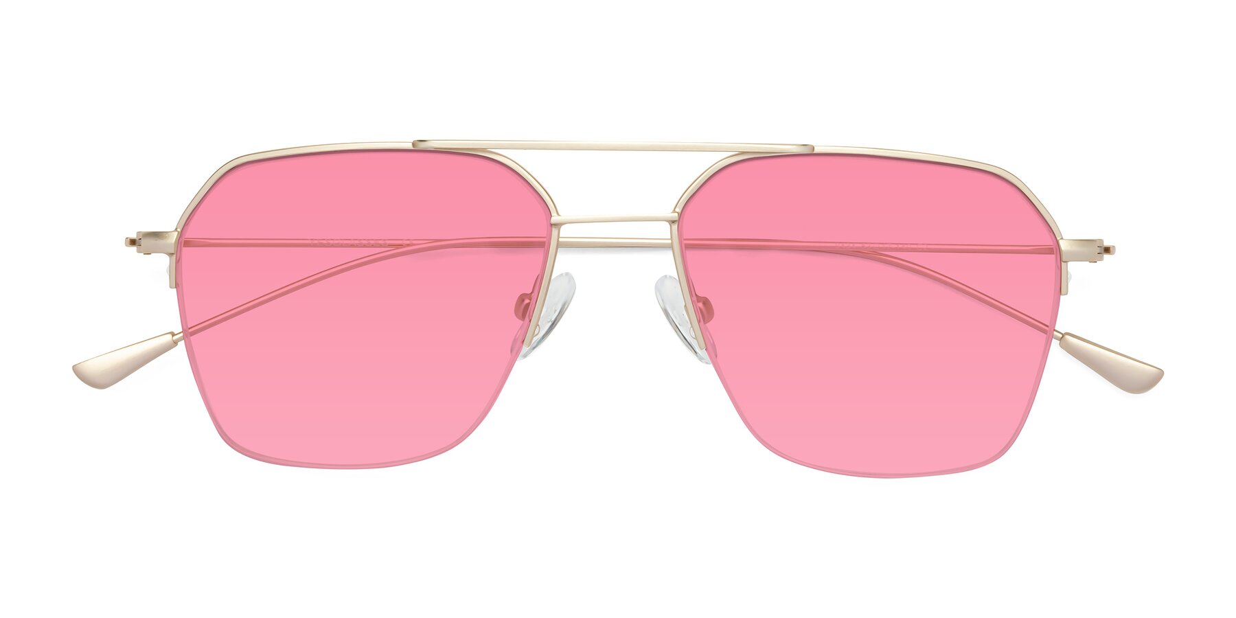 Folded Front of Largo in Jet Gold with Pink Tinted Lenses
