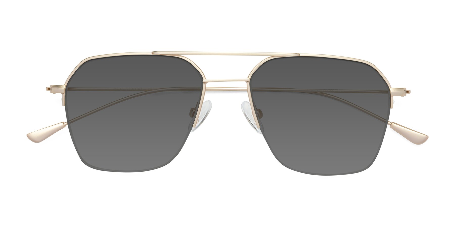 Folded Front of Largo in Jet Gold with Medium Gray Tinted Lenses