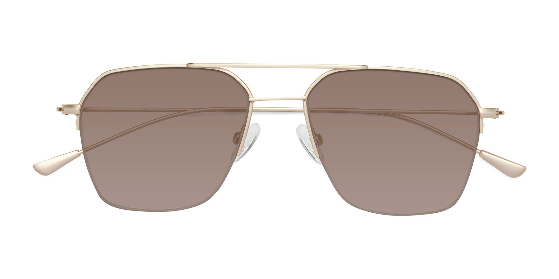 Folded Front of Largo in Jet Gold with Medium Brown Tinted Lenses