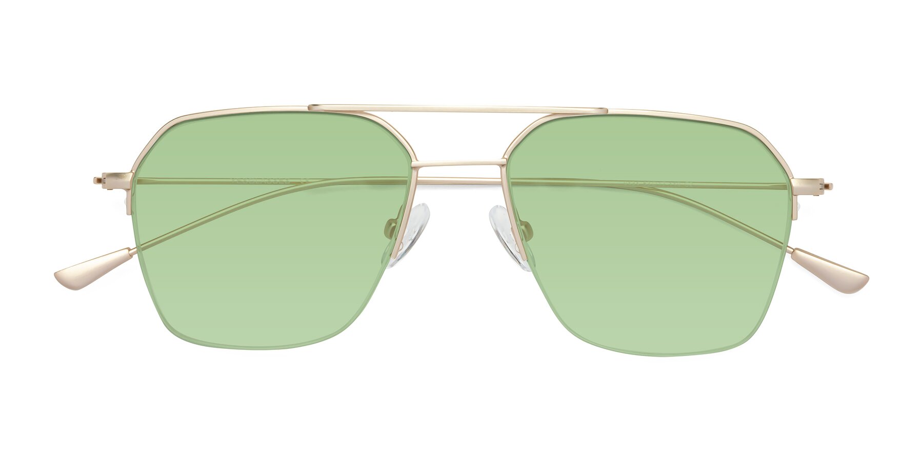 Folded Front of Largo in Jet Gold with Medium Green Tinted Lenses