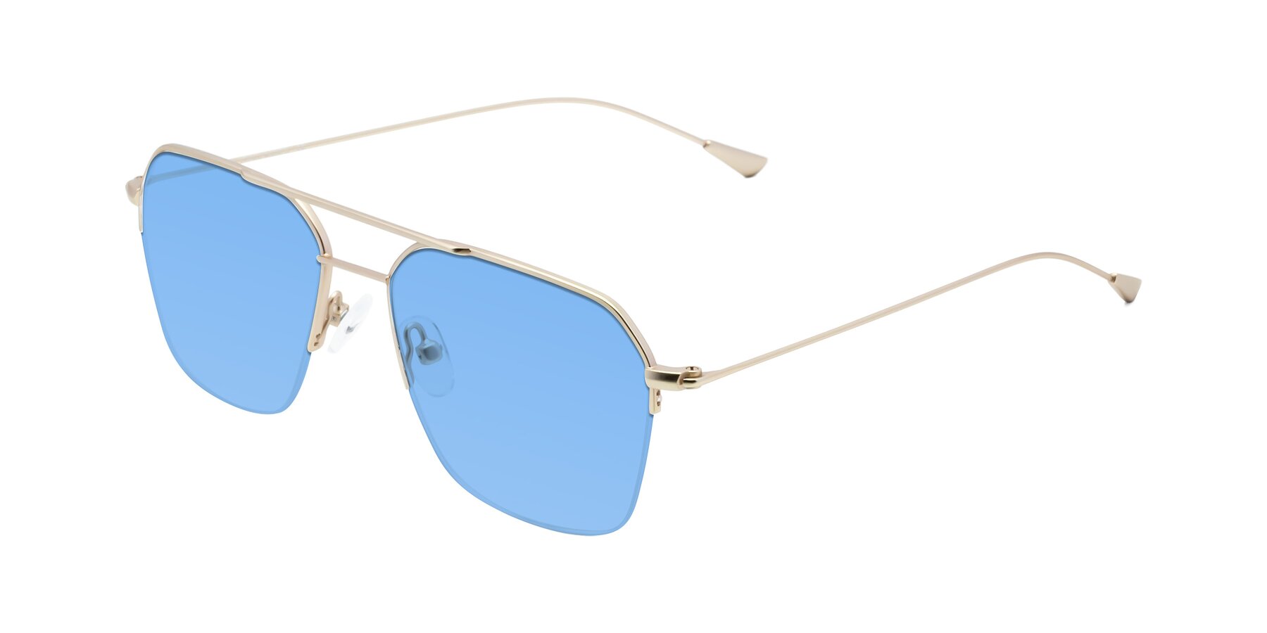 Angle of Largo in Jet Gold with Medium Blue Tinted Lenses