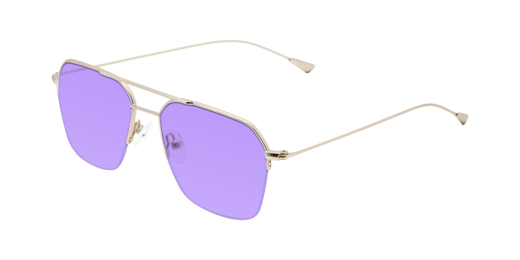 Angle of Largo in Jet Gold with Medium Purple Tinted Lenses