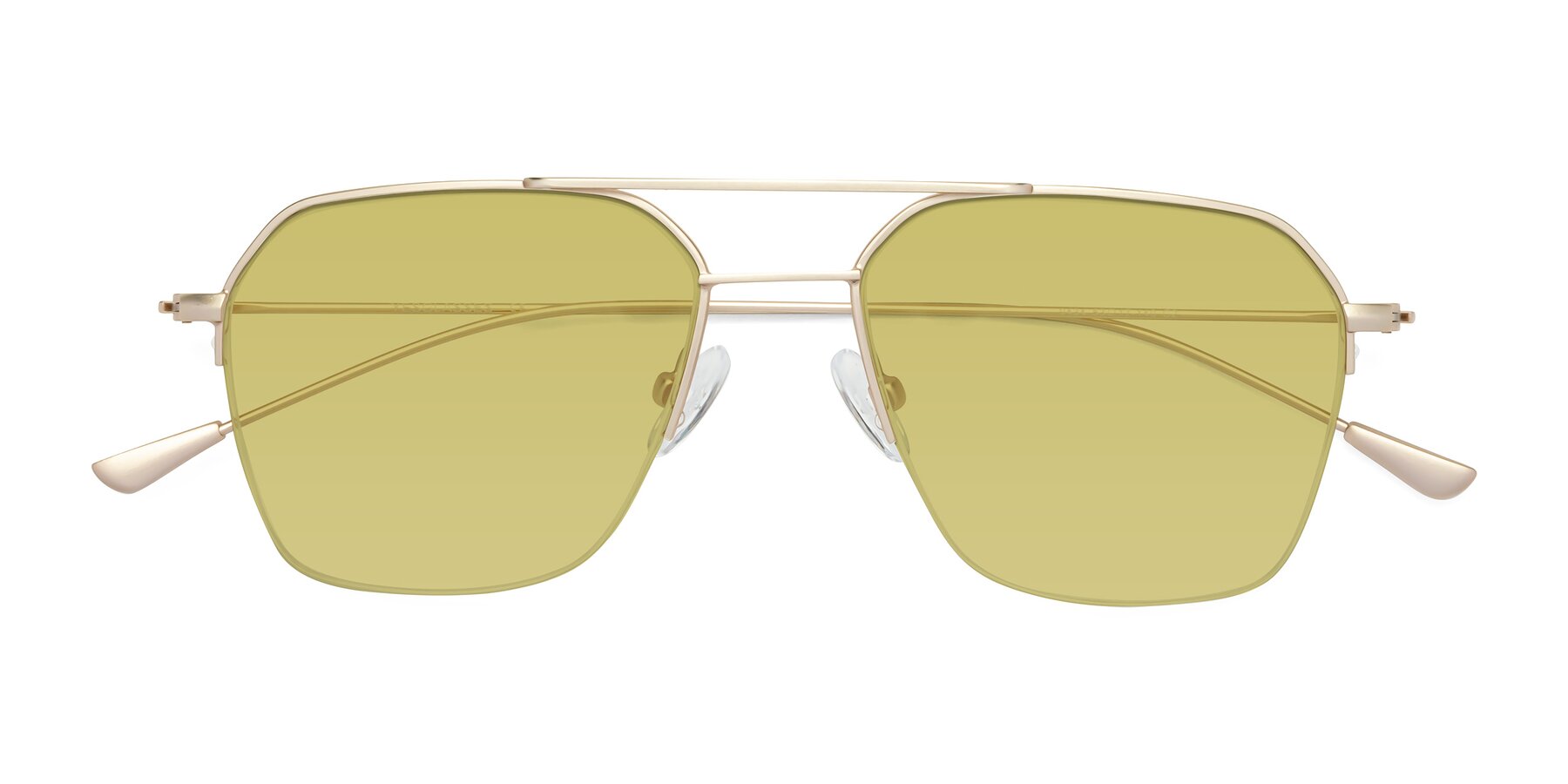Folded Front of Largo in Jet Gold with Medium Champagne Tinted Lenses