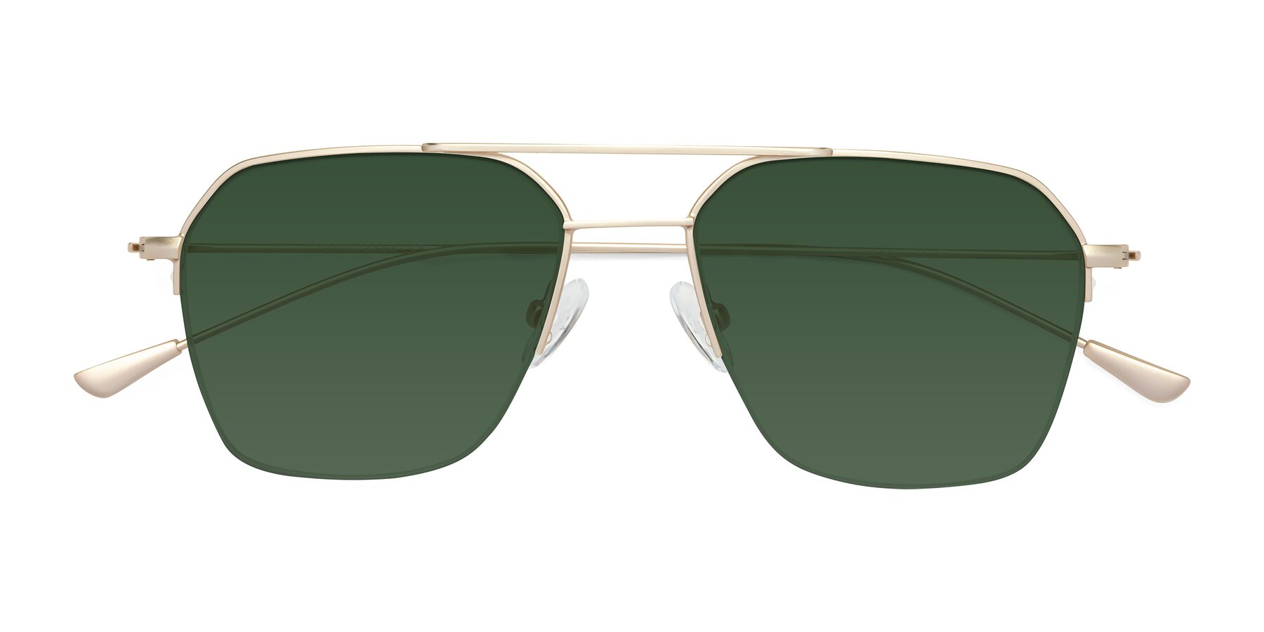 Folded Front of Largo in Jet Gold with Green Tinted Lenses