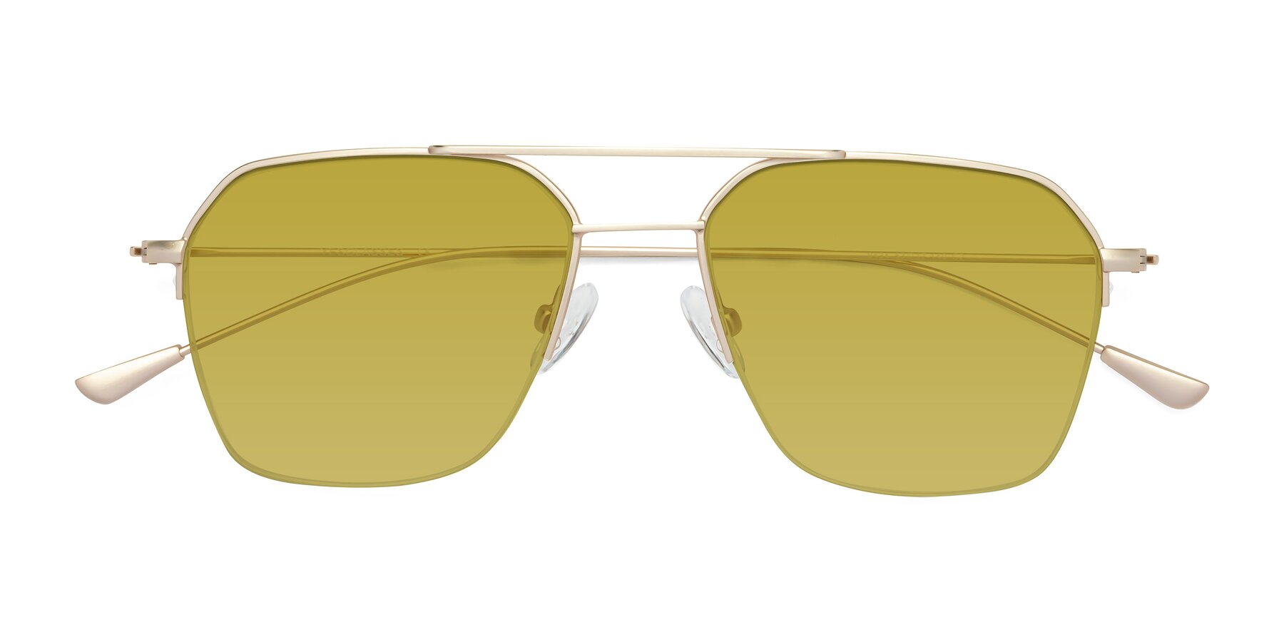 Folded Front of Largo in Jet Gold with Champagne Tinted Lenses