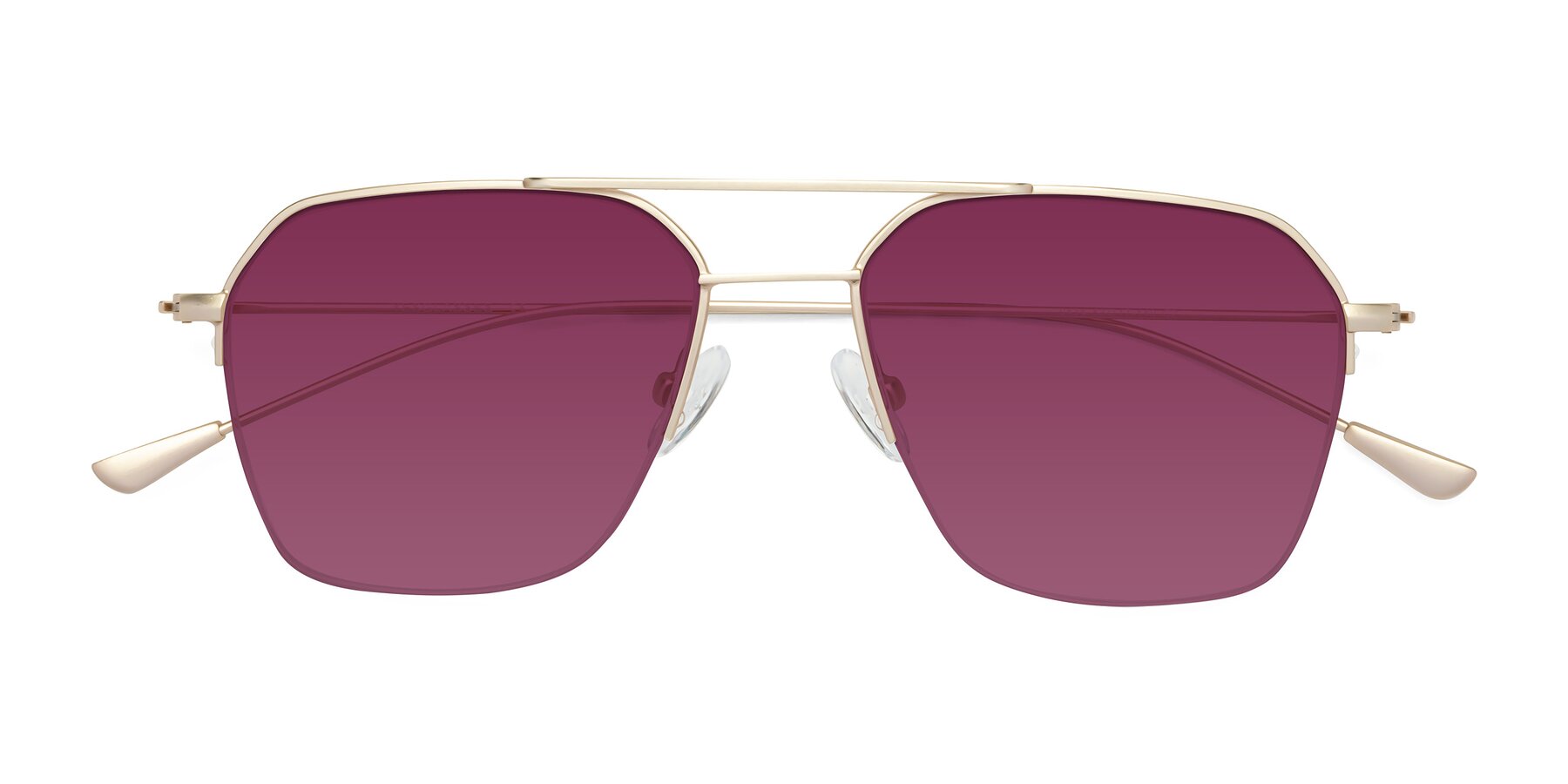 Folded Front of Largo in Jet Gold with Wine Tinted Lenses