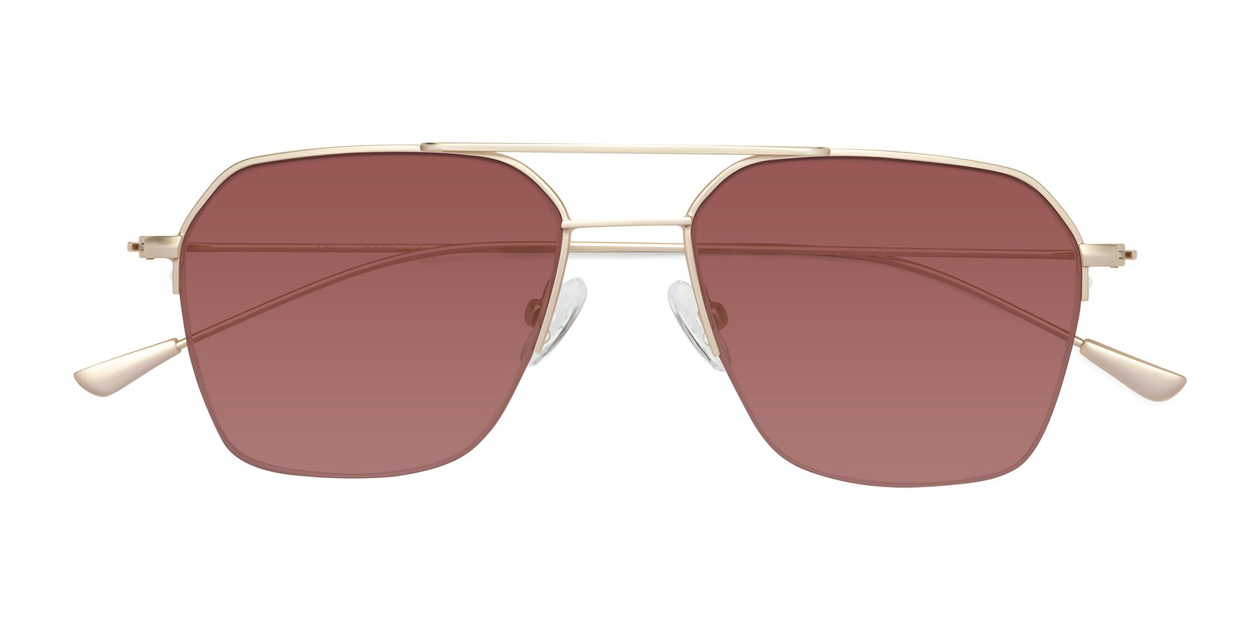 Folded Front of Largo in Jet Gold with Garnet Tinted Lenses