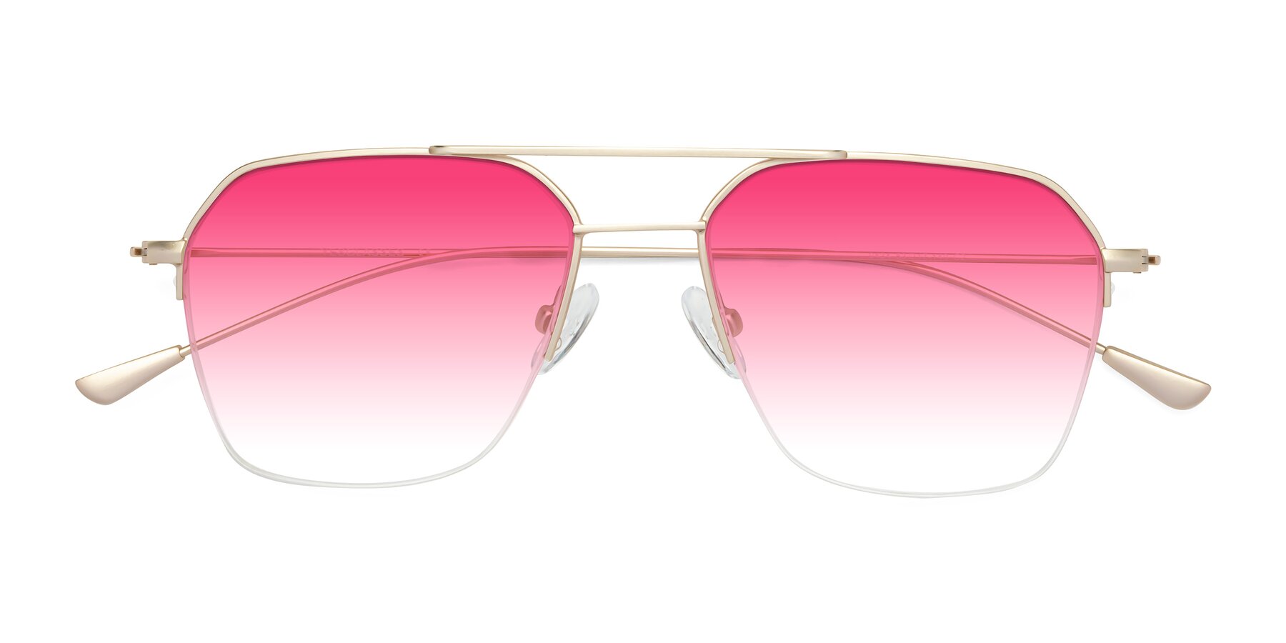 Folded Front of Largo in Jet Gold with Pink Gradient Lenses