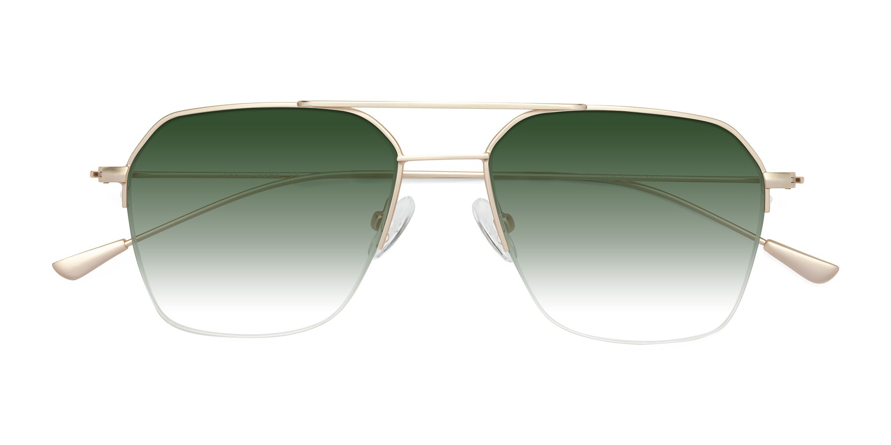 Folded Front of Largo in Jet Gold with Green Gradient Lenses