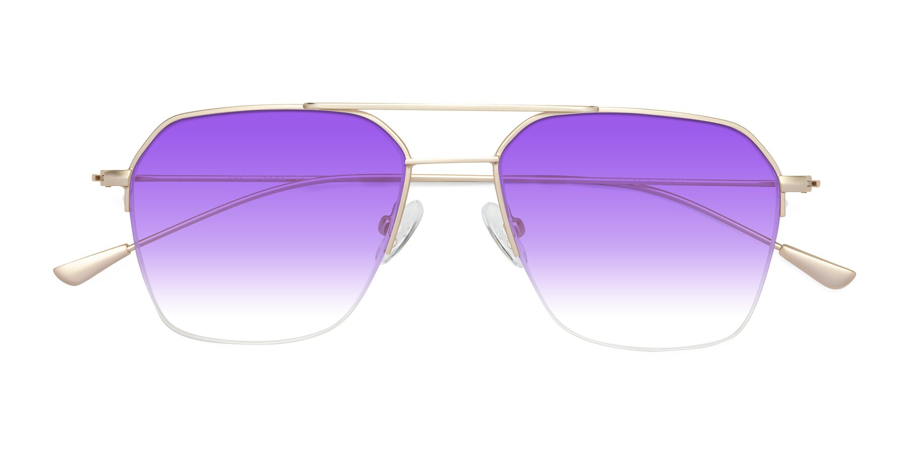 Folded Front of Largo in Jet Gold with Purple Gradient Lenses