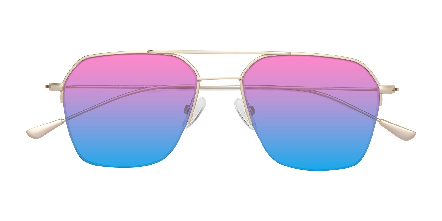 Folded Front of Largo in Jet Gold with Pink / Blue Gradient Lenses
