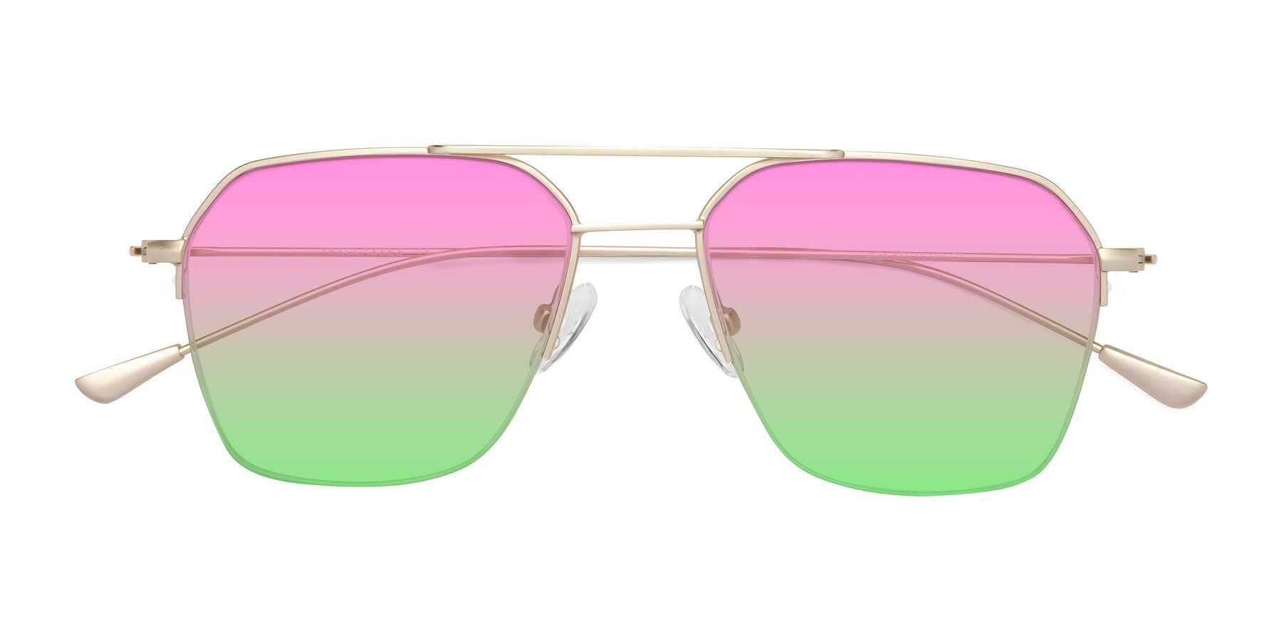 Folded Front of Largo in Jet Gold with Pink / Green Gradient Lenses