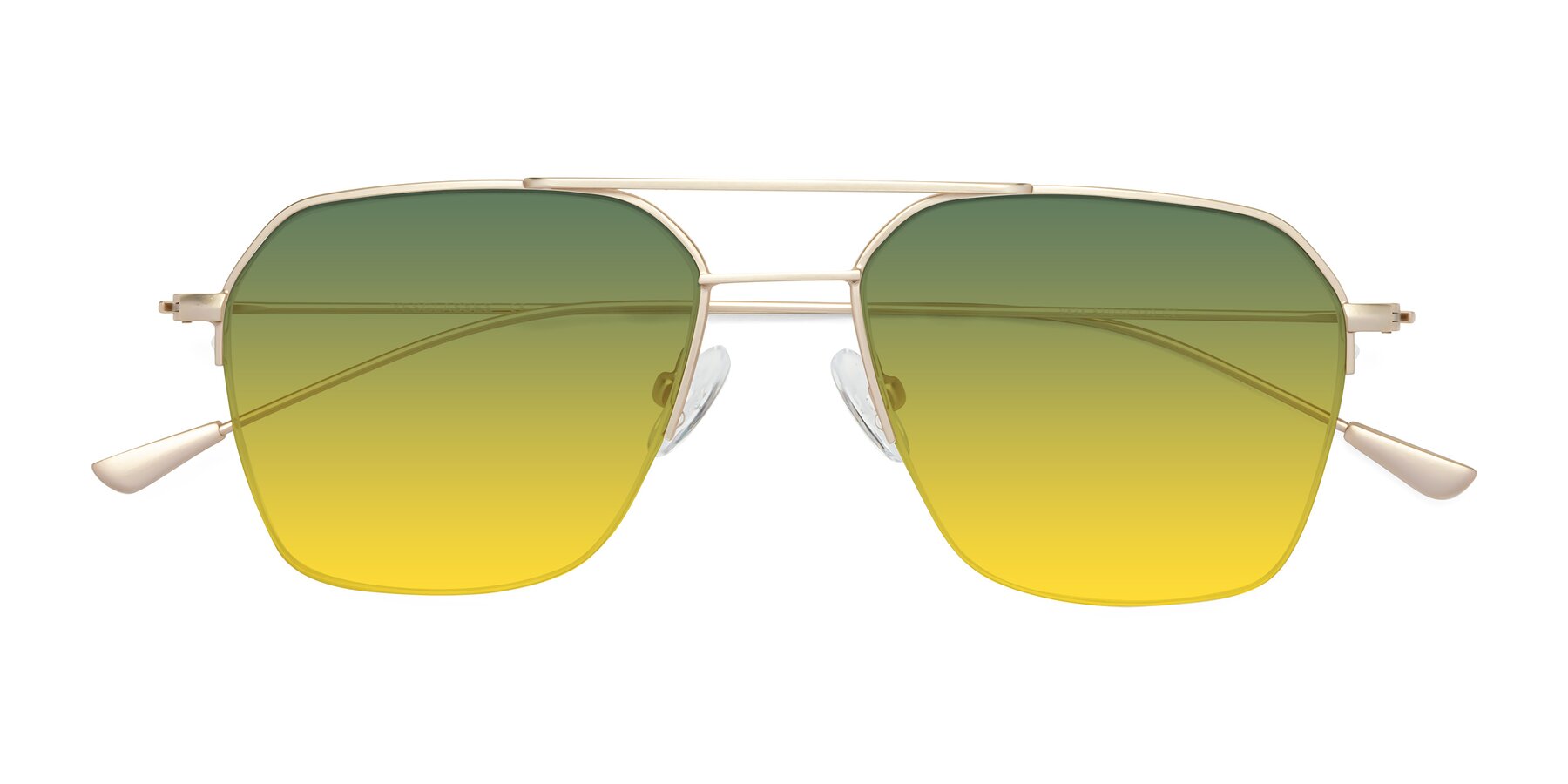 Folded Front of Largo in Jet Gold with Green / Yellow Gradient Lenses