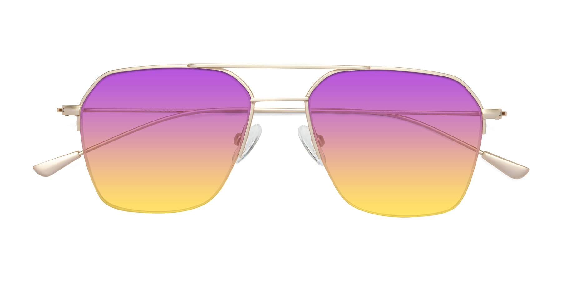 Folded Front of Largo in Jet Gold with Purple / Yellow Gradient Lenses