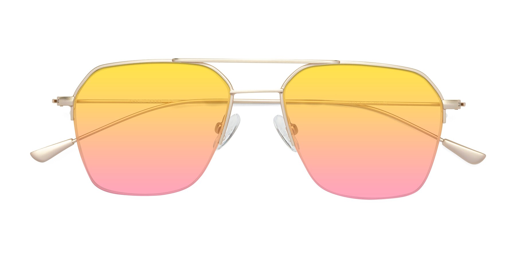Folded Front of Largo in Jet Gold with Yellow / Pink Gradient Lenses