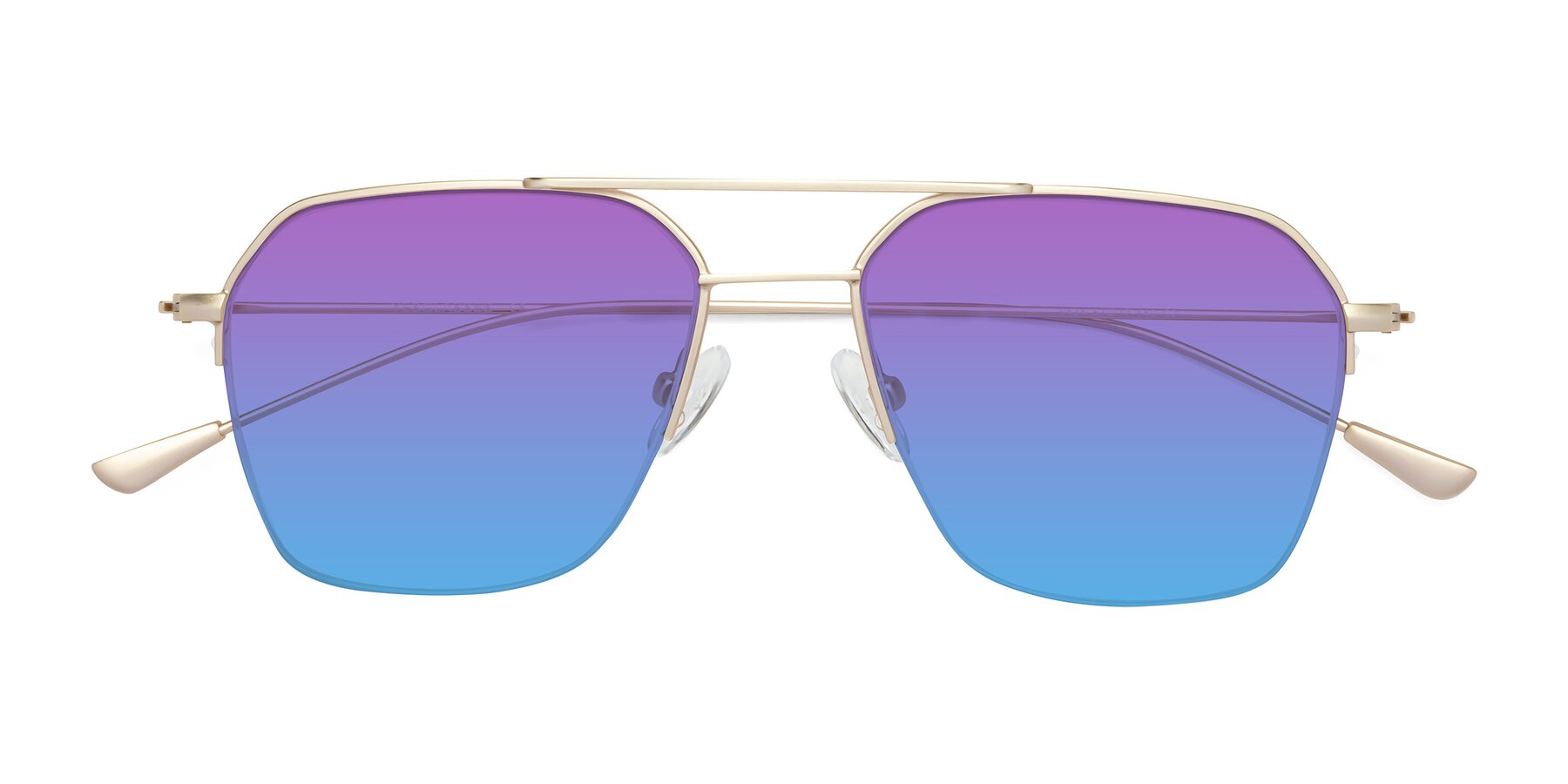 Folded Front of Largo in Jet Gold with Purple / Blue Gradient Lenses