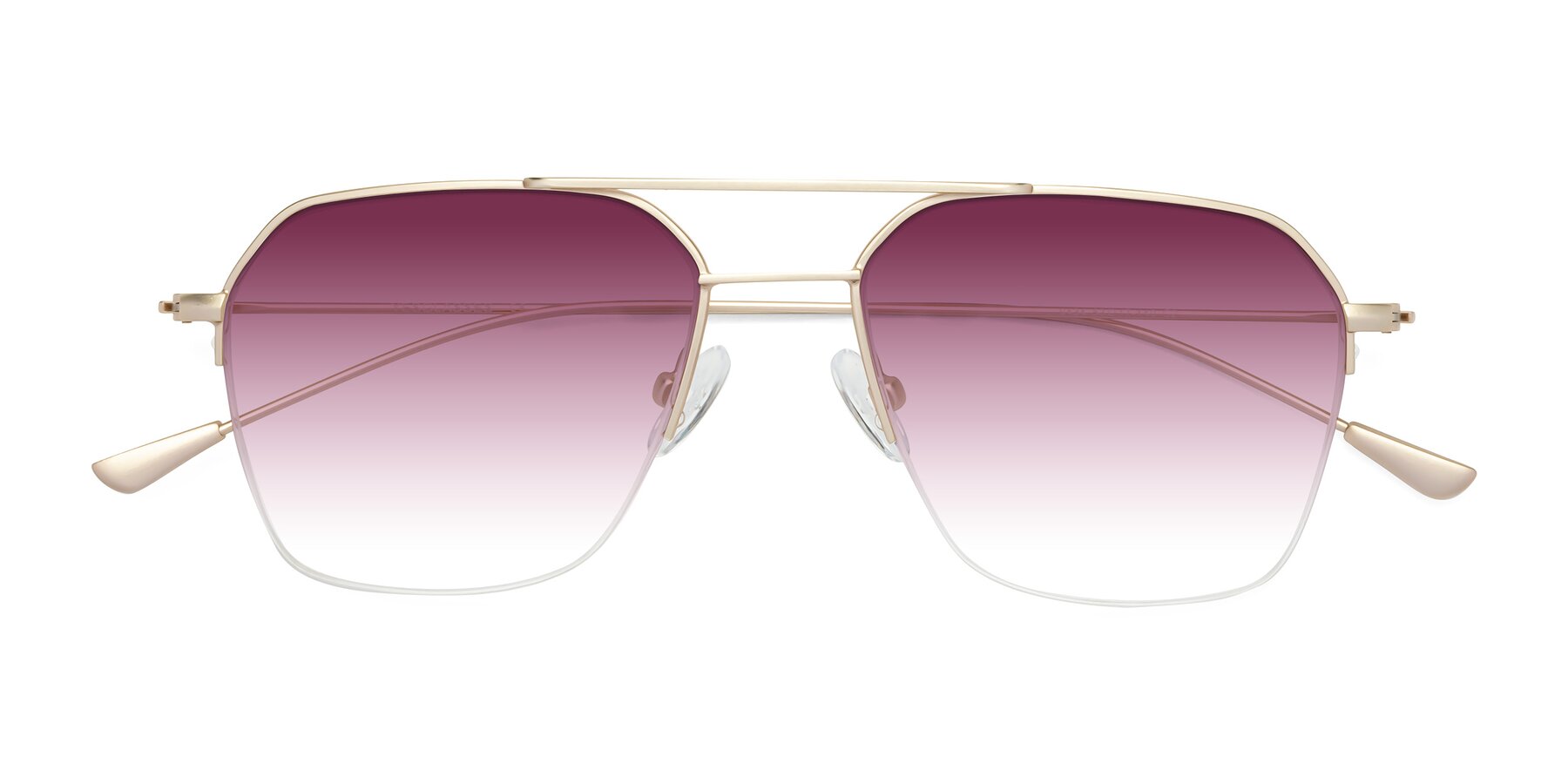 Folded Front of Largo in Jet Gold with Wine Gradient Lenses