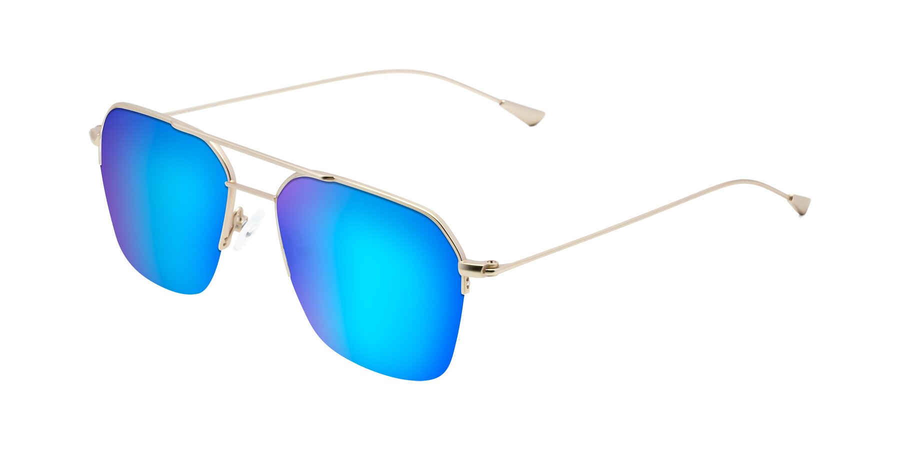 Angle of Largo in Jet Gold with Blue Mirrored Lenses