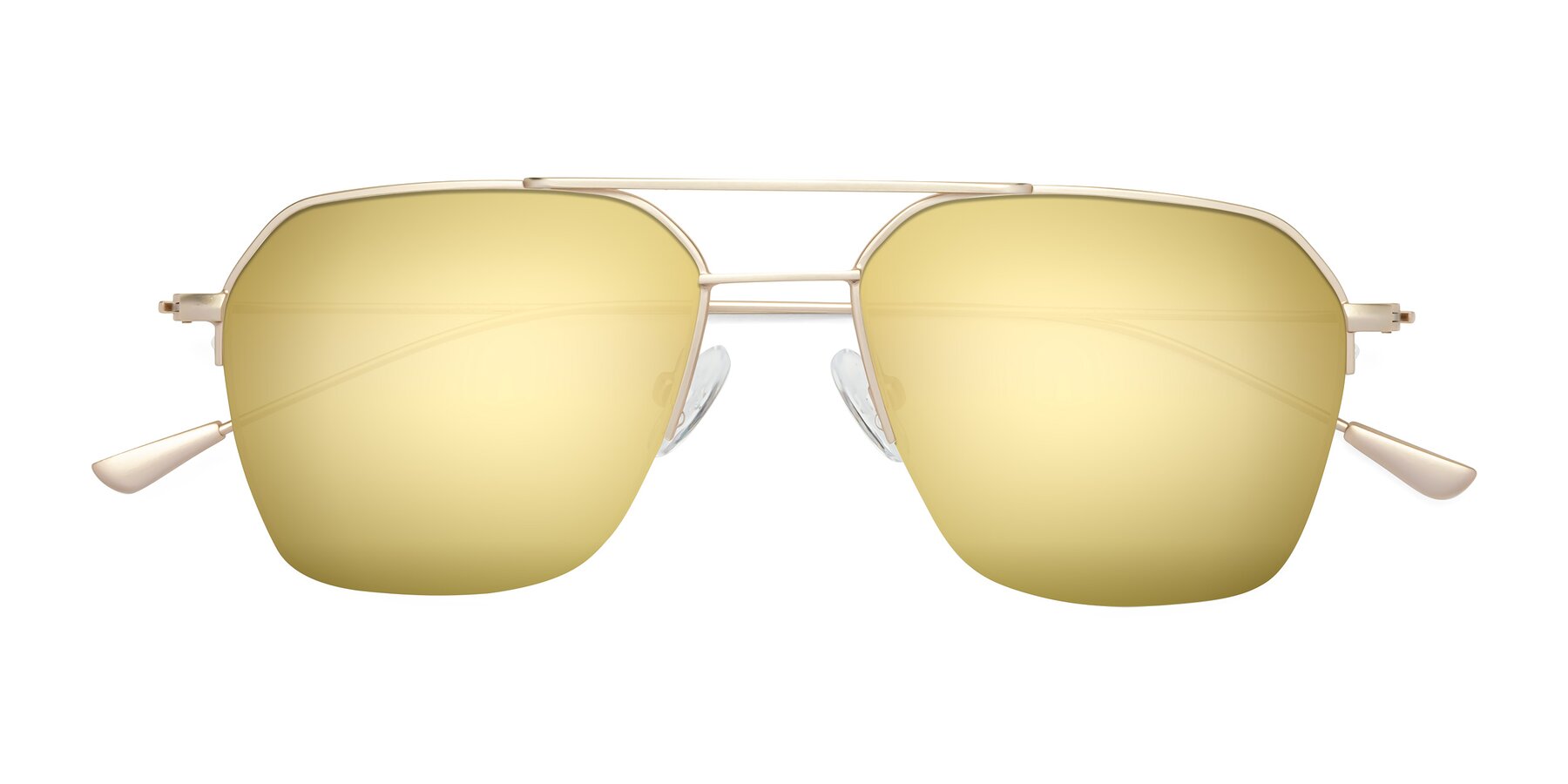 Folded Front of Largo in Jet Gold with Gold Mirrored Lenses