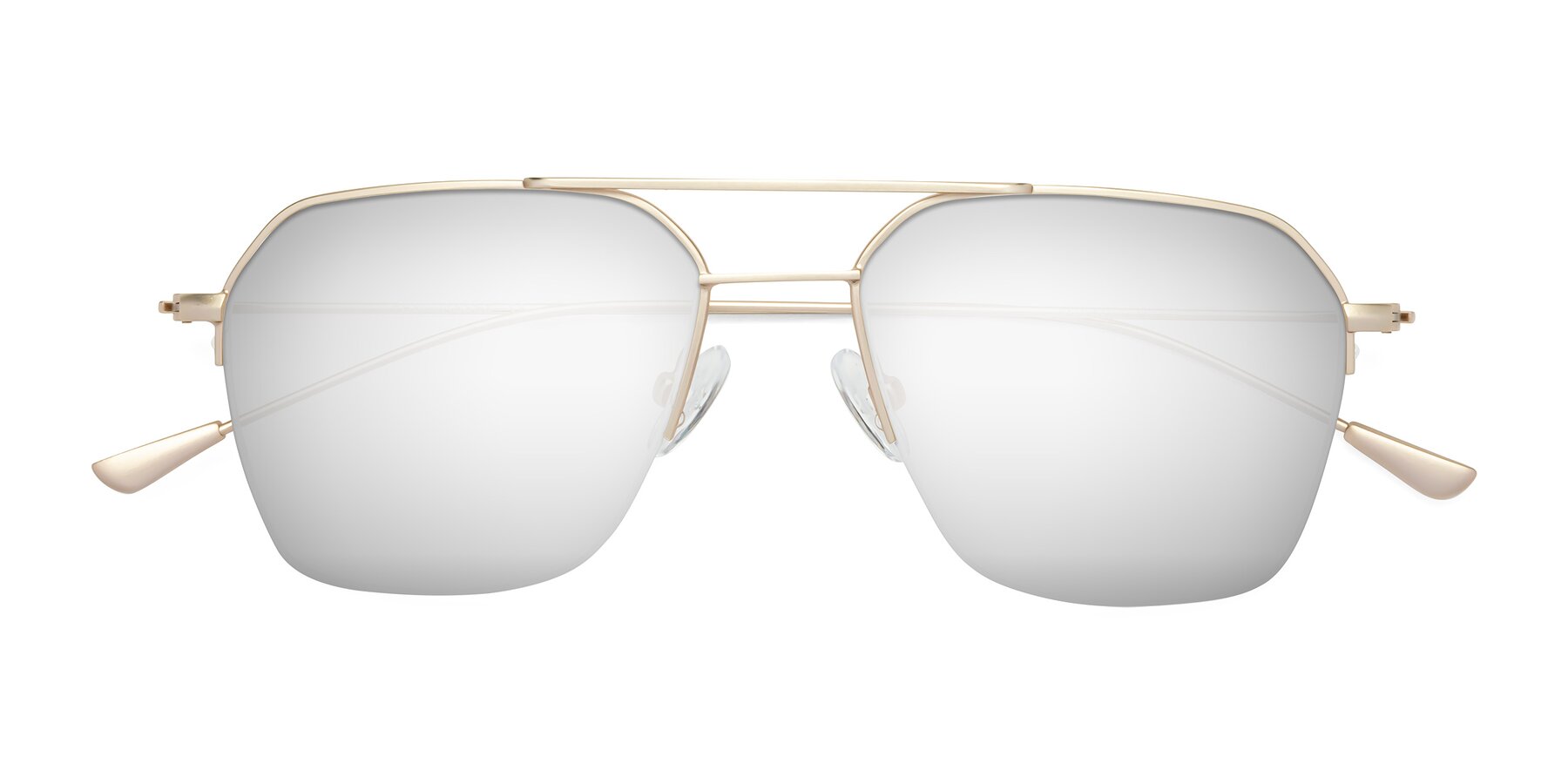 Folded Front of Largo in Jet Gold with Silver Mirrored Lenses