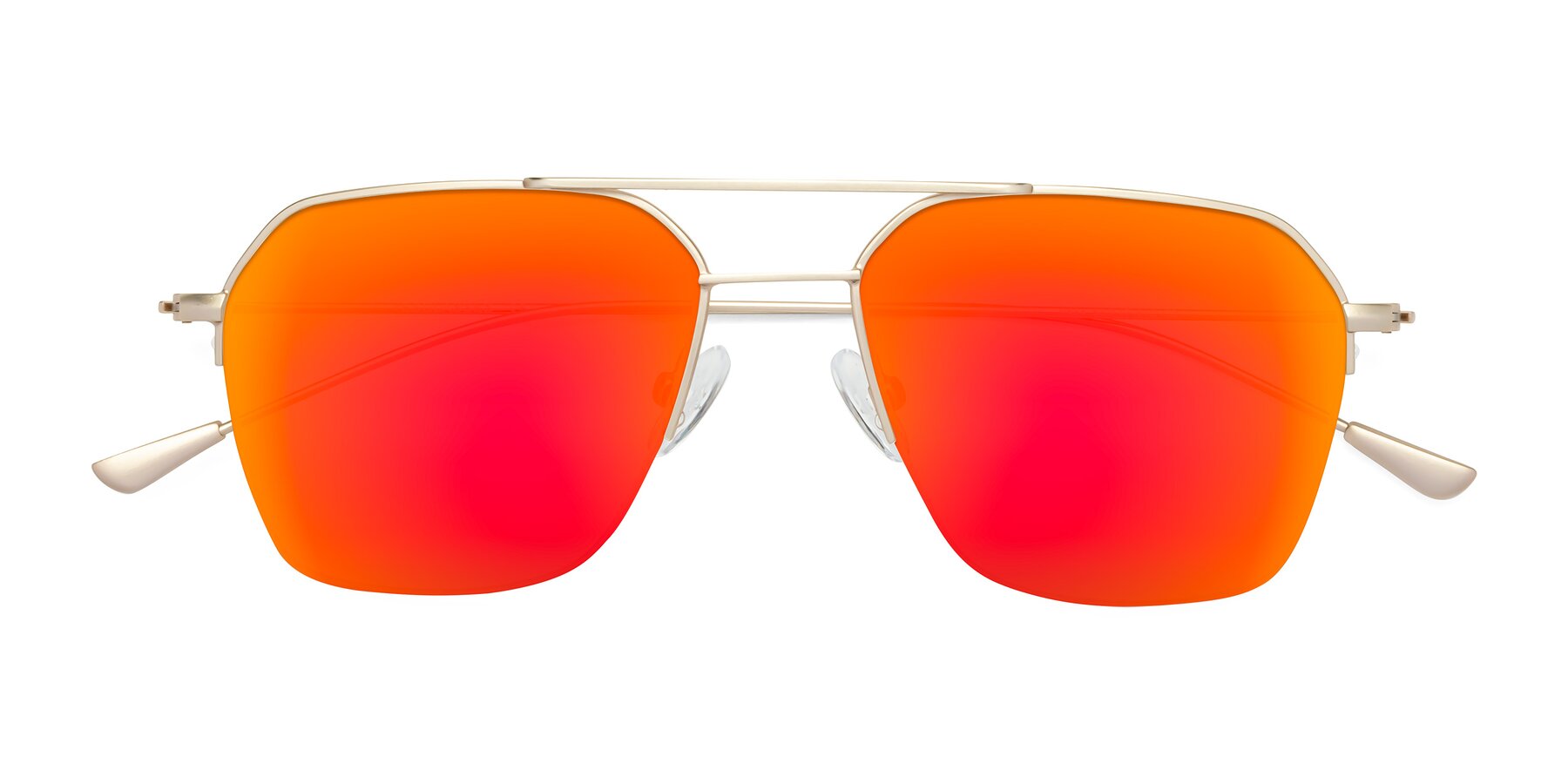 Folded Front of Largo in Jet Gold with Red Gold Mirrored Lenses