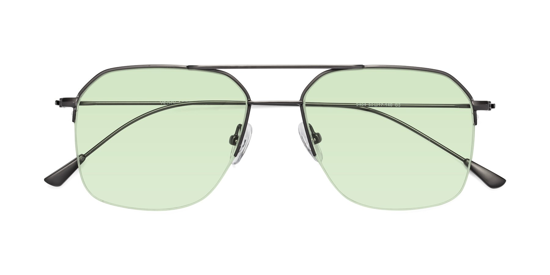 Folded Front of Largo in Gunmetal with Light Green Tinted Lenses
