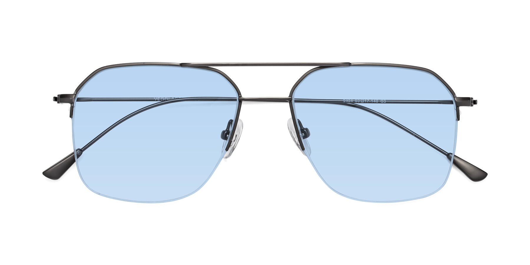 Folded Front of Largo in Gunmetal with Light Blue Tinted Lenses