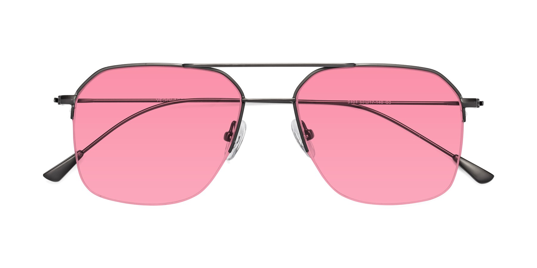 Folded Front of Largo in Gunmetal with Pink Tinted Lenses