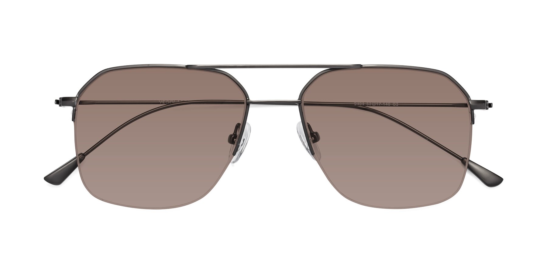 Folded Front of Largo in Gunmetal with Medium Brown Tinted Lenses