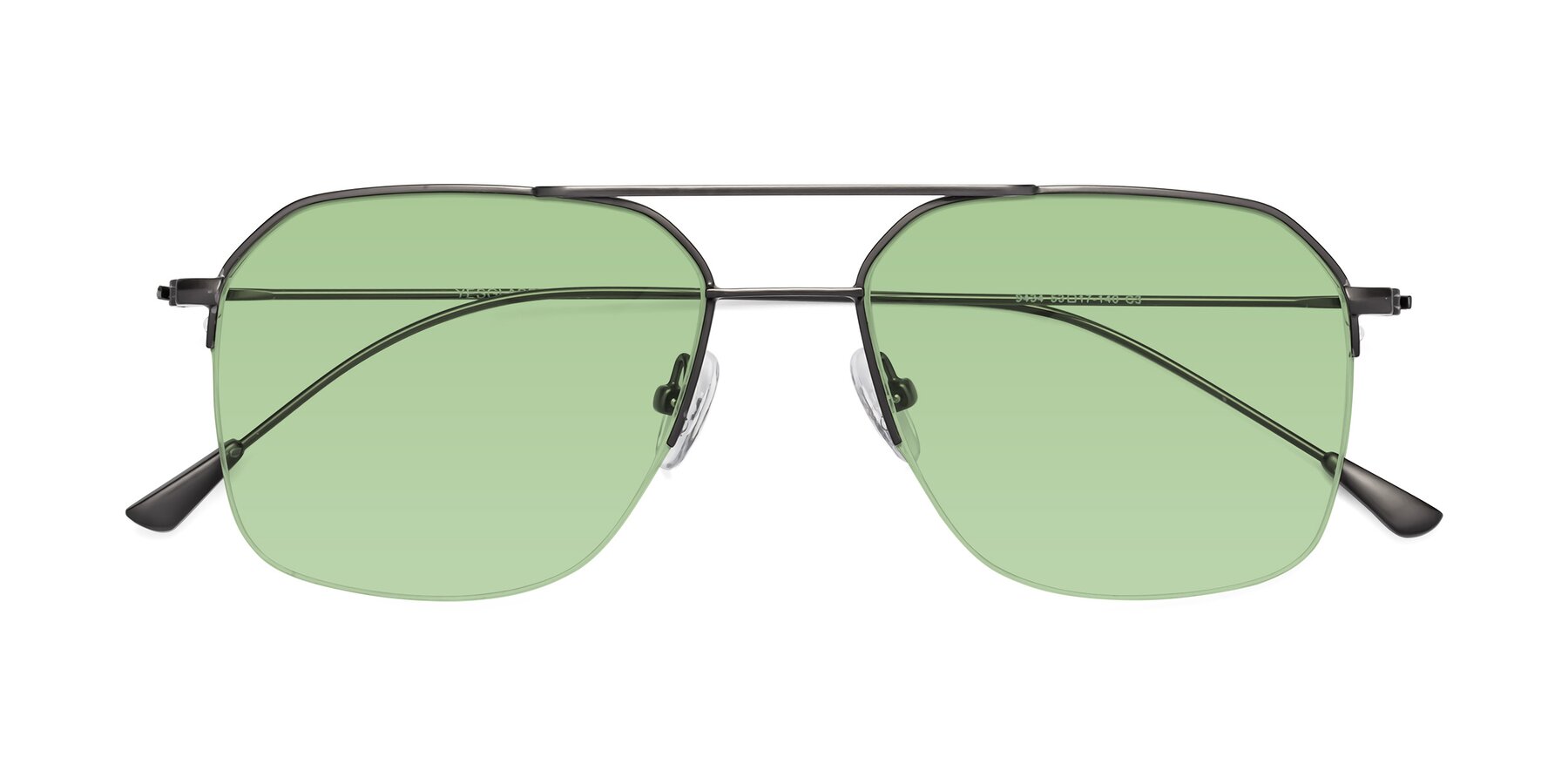 Folded Front of Largo in Gunmetal with Medium Green Tinted Lenses