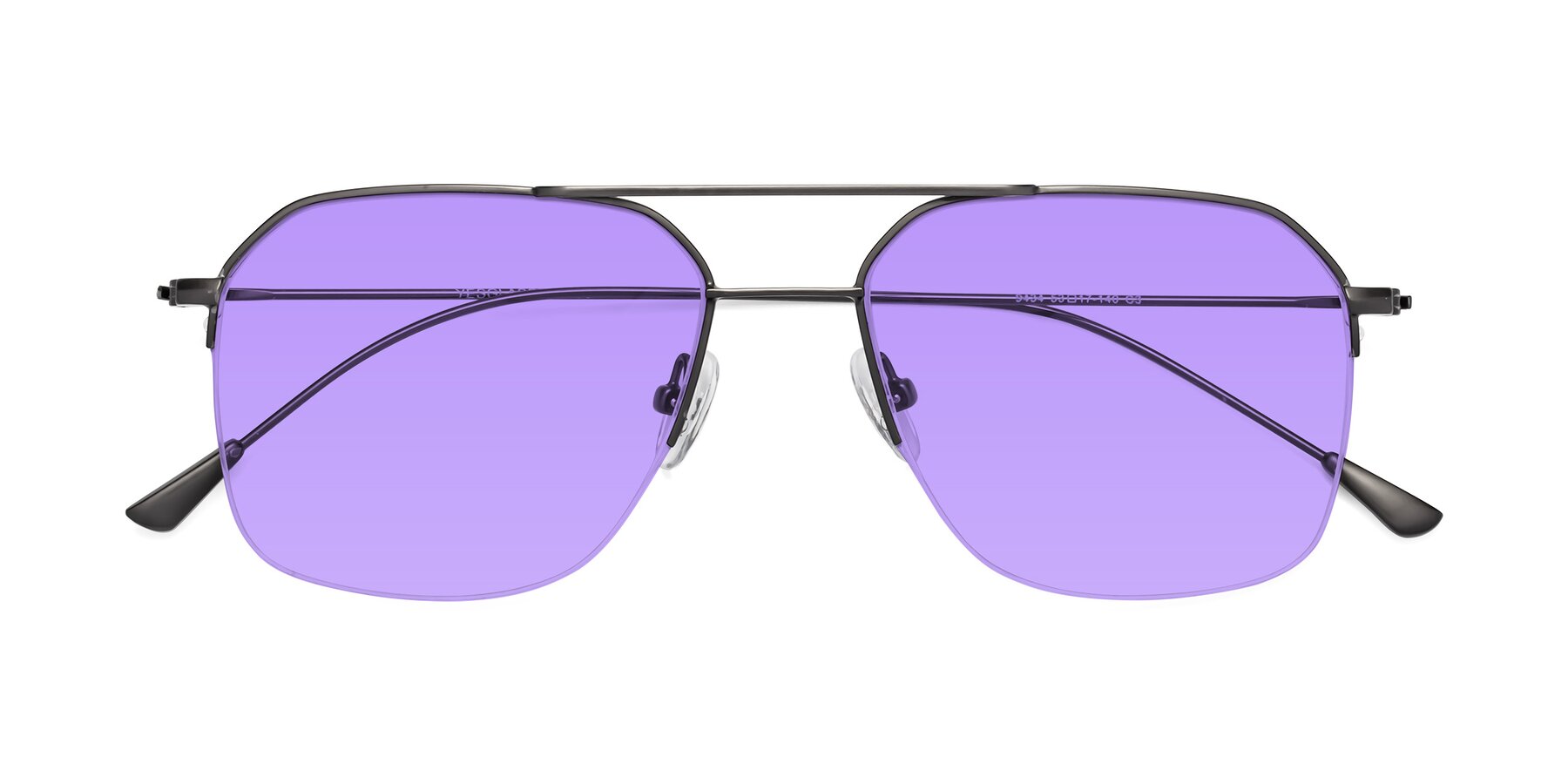 Folded Front of Largo in Gunmetal with Medium Purple Tinted Lenses