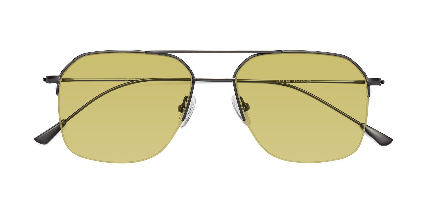 Folded Front of Largo in Gunmetal with Medium Champagne Tinted Lenses