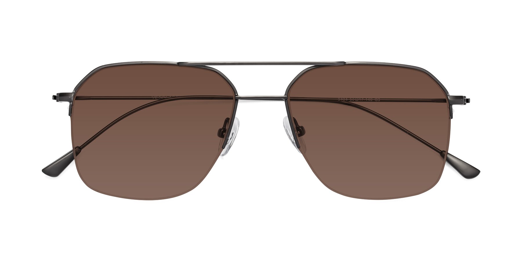 Folded Front of Largo in Gunmetal with Brown Tinted Lenses