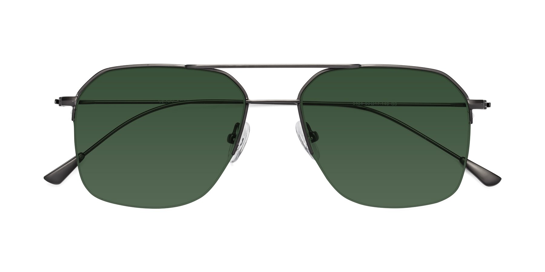 Folded Front of Largo in Gunmetal with Green Tinted Lenses