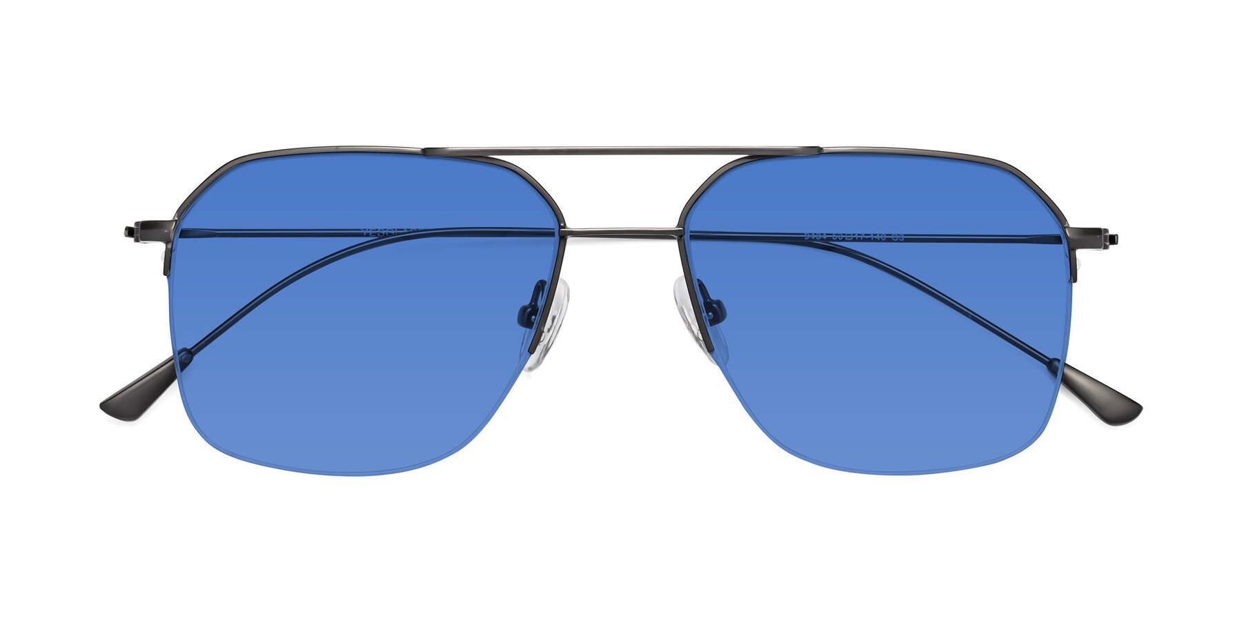 Folded Front of Largo in Gunmetal with Blue Tinted Lenses