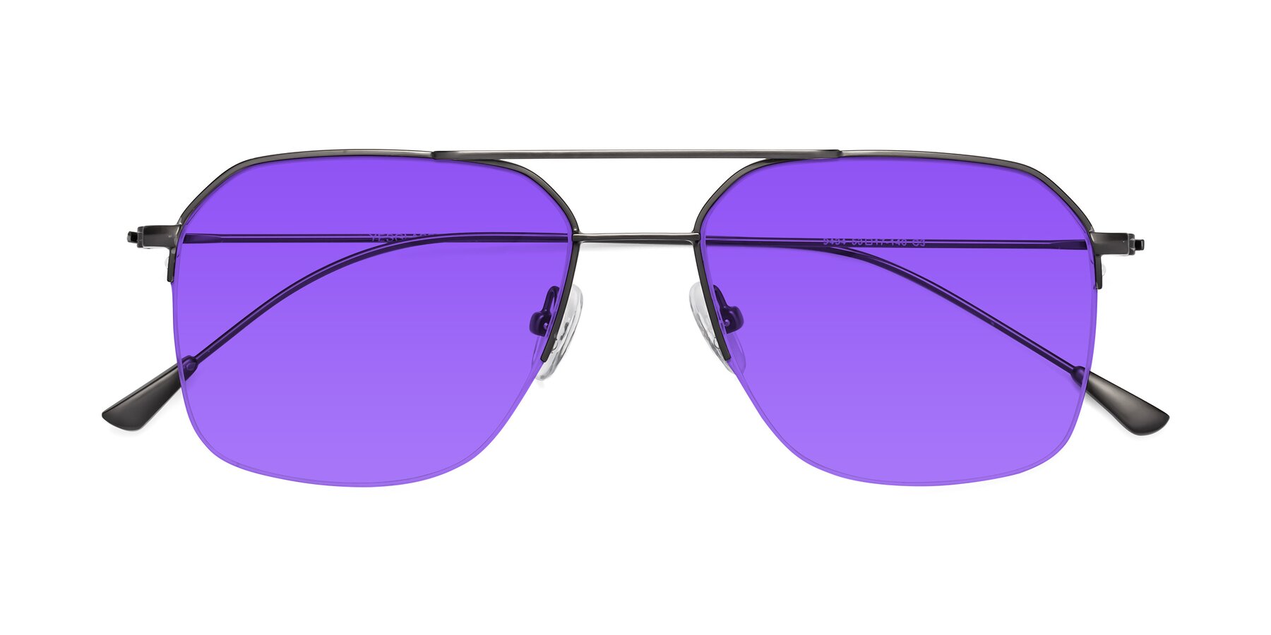 Folded Front of Largo in Gunmetal with Purple Tinted Lenses