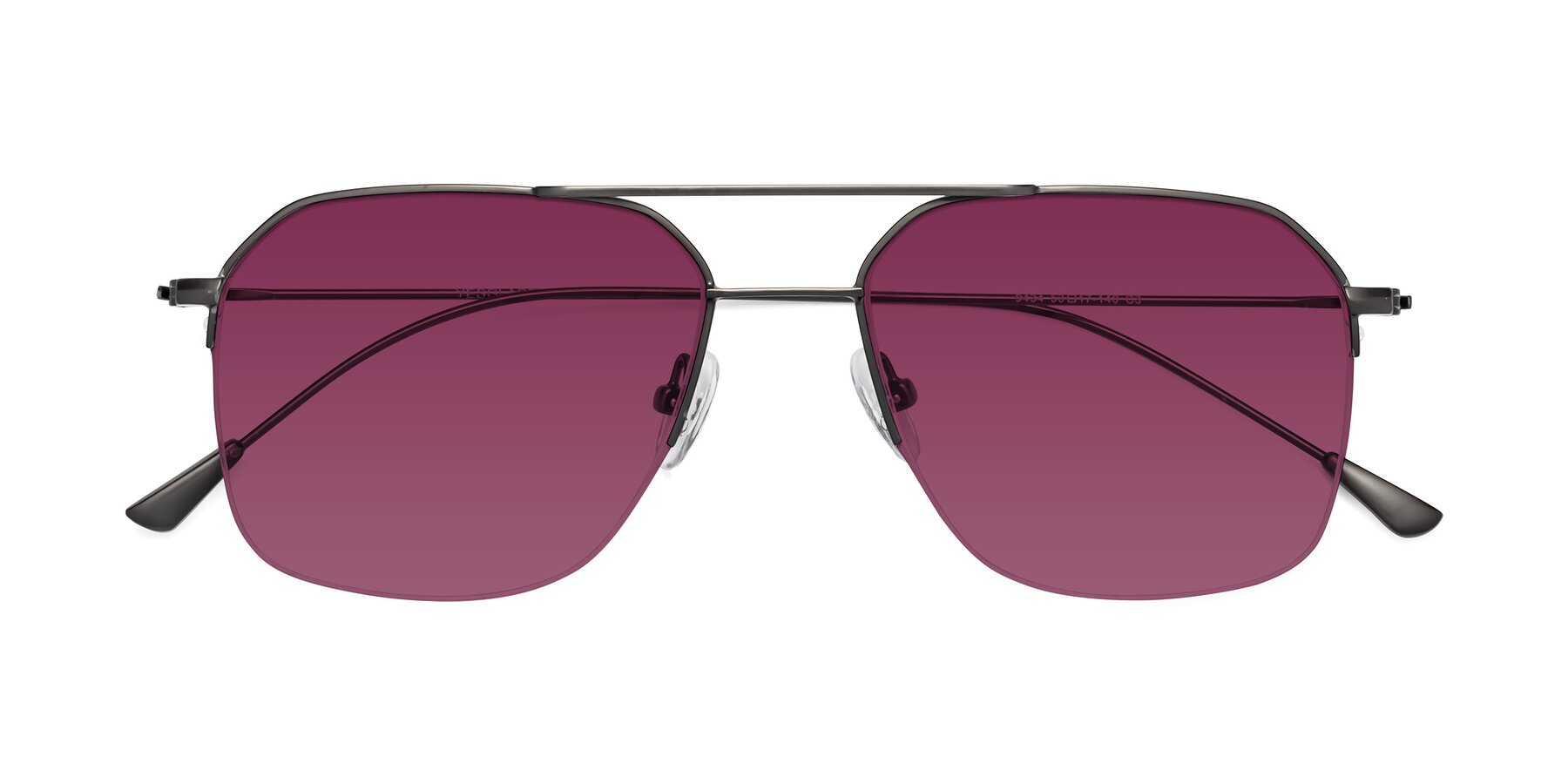 Folded Front of Largo in Gunmetal with Wine Tinted Lenses