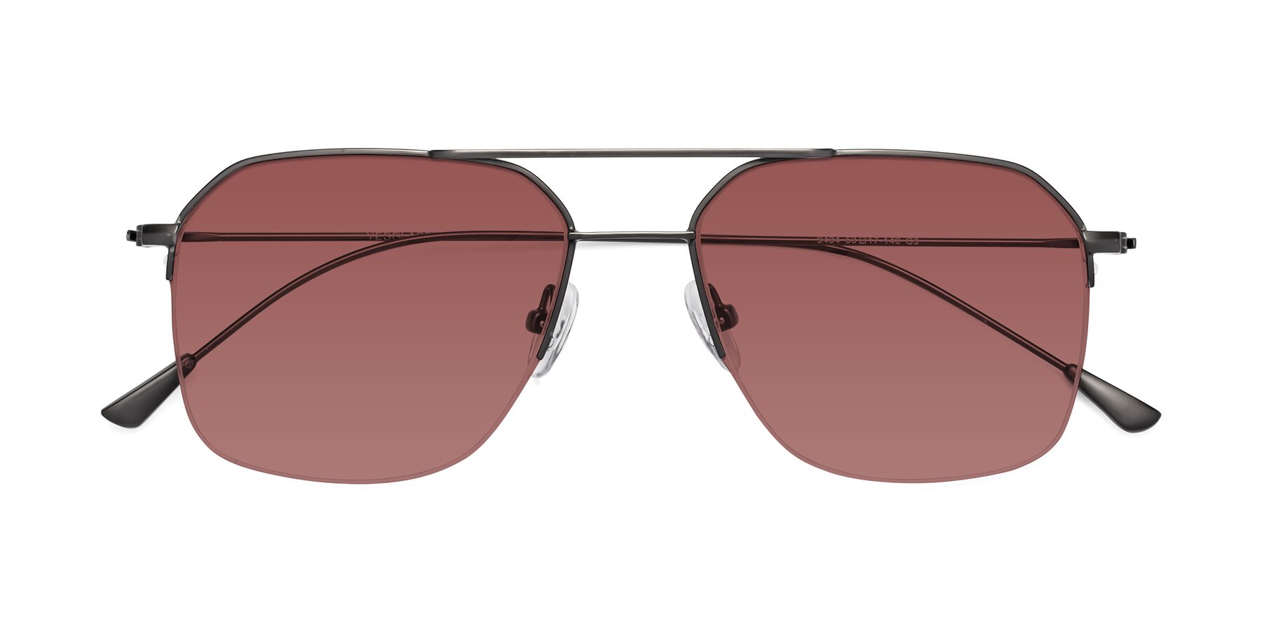 Folded Front of Largo in Gunmetal with Garnet Tinted Lenses