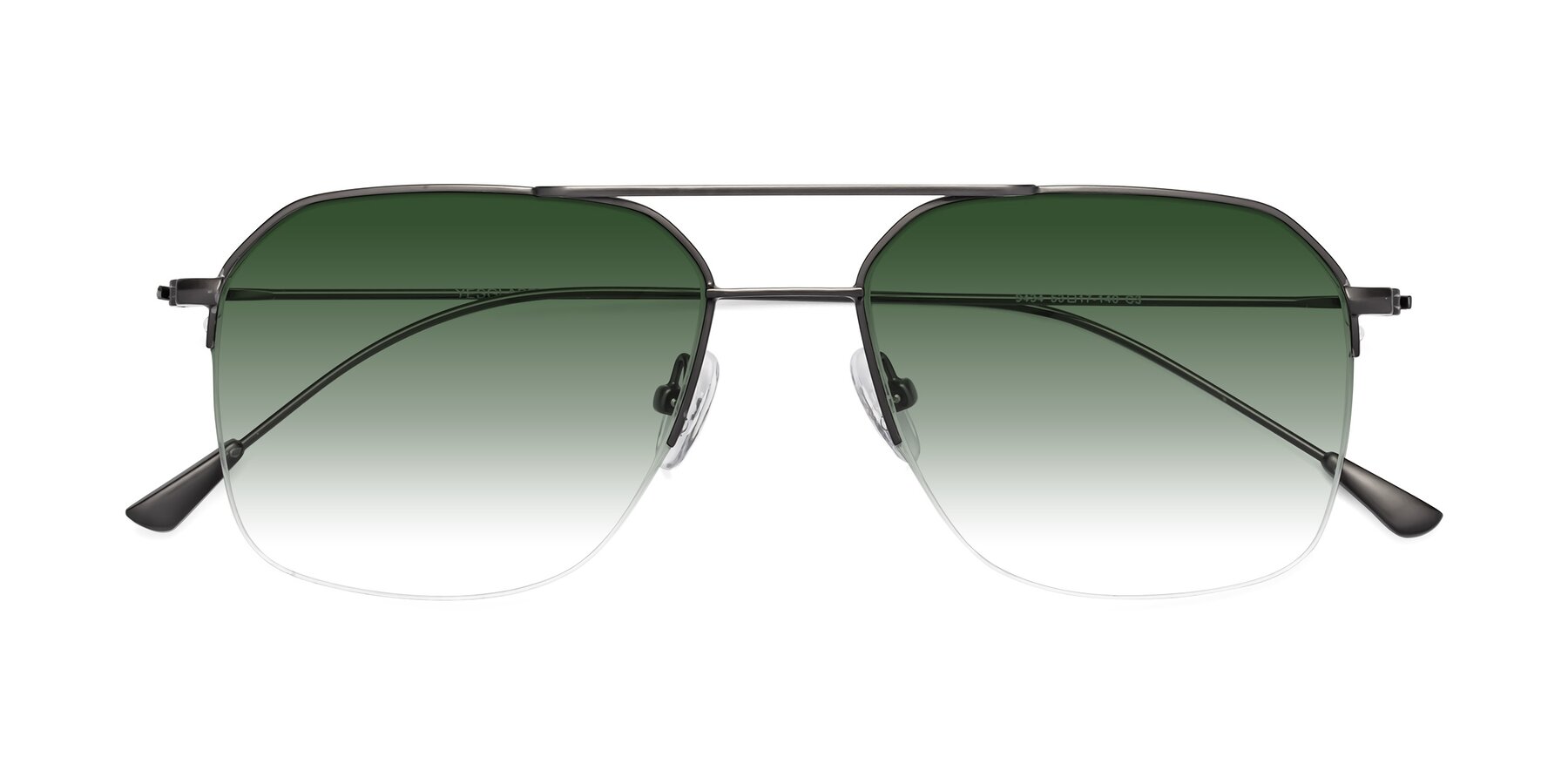 Folded Front of Largo in Gunmetal with Green Gradient Lenses