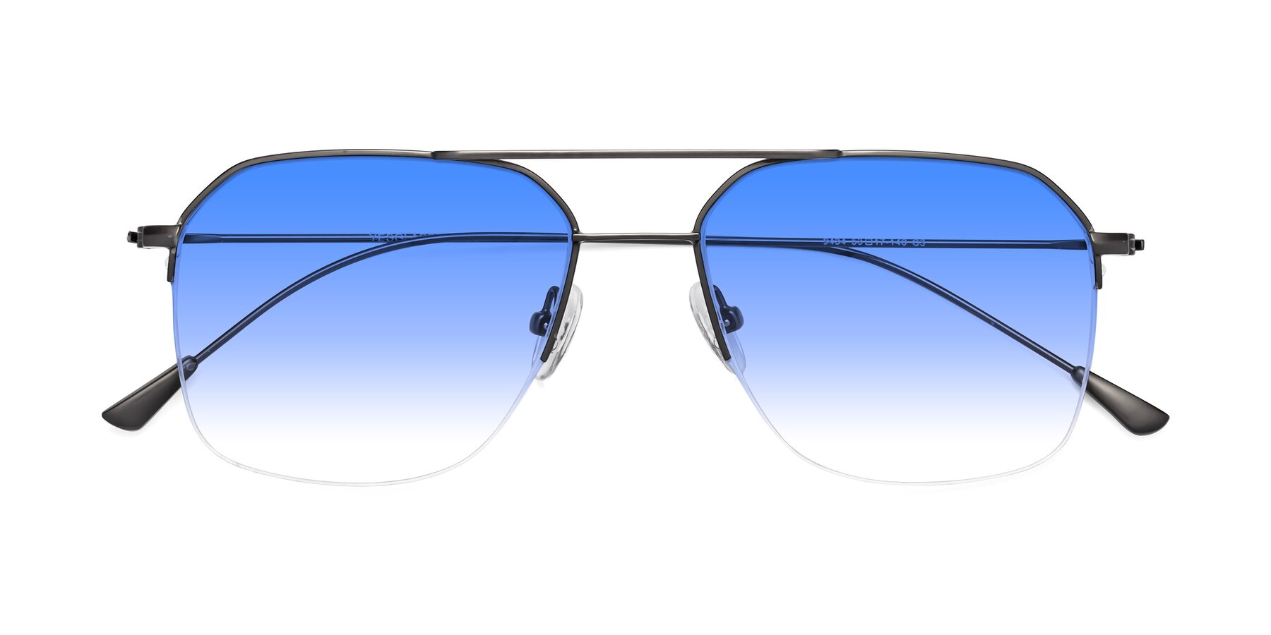 Folded Front of Largo in Gunmetal with Blue Gradient Lenses